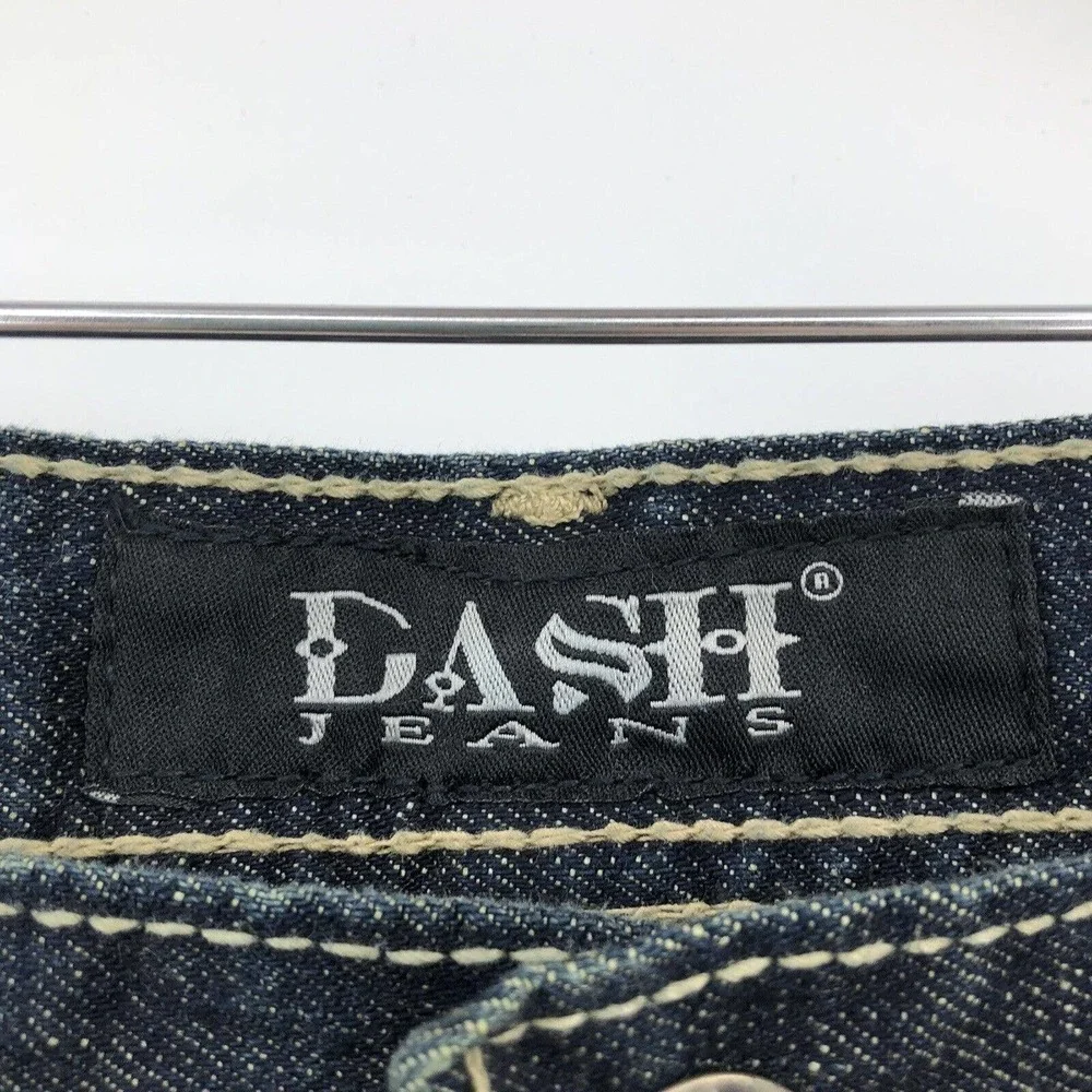 Dash Denim Men's Jeans 36 x 32 Mid Rise Distressed Dark Wash Straight Cotton